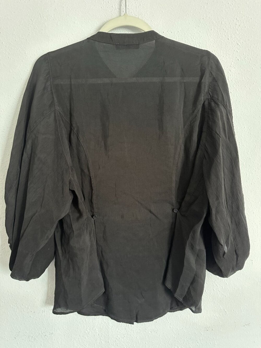 Maven West Black Cupro Blouse XS Sheer Button Front Lightweight Minimalist Shirt - Picture 7 of 8